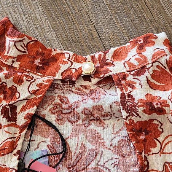 Andree by Unit Floral Peplum Top Size M NEW - Picture 8 of 9